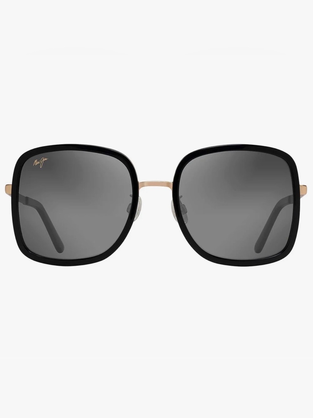 Maui Jim Black Frame Sunglasses with Gold Bridge and Gray Lenses